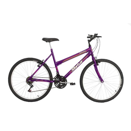 Bicicleta Aro 26 Status Belíssima 18 Marchas - Violeta Menor preço em Bicicleta Aro 26 Status Belíssima 18 Marchas - Violeta