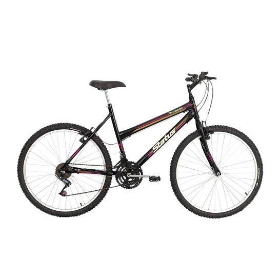 Bicicleta Aro 26 Status Belíssima 18 Marchas - Preto Menor preço em Bicicleta Aro 26 Status Belíssima 18 Marchas - Preto