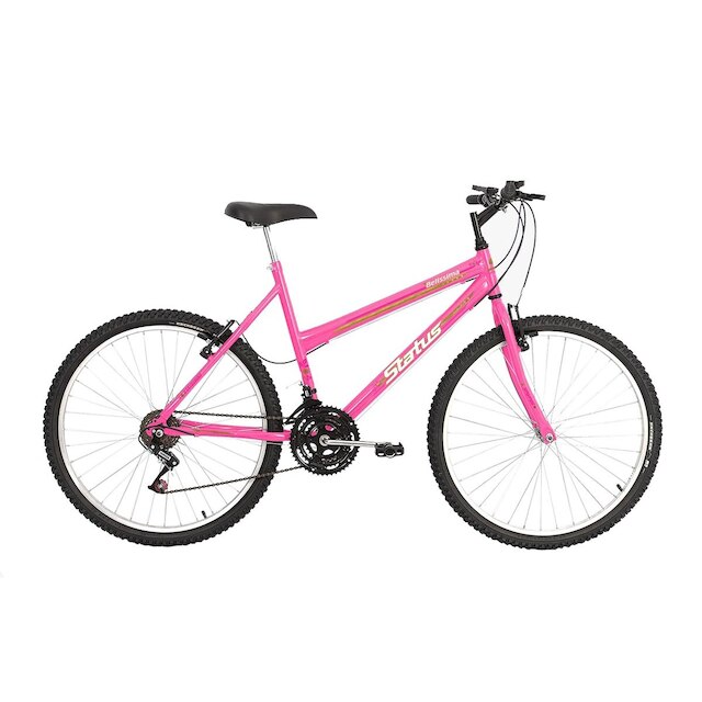 Bicicleta Aro 26 Status Belíssima 18 Marchas - Rosa Menor preço em Bicicleta Aro 26 Status Belíssima 18 Marchas - Rosa