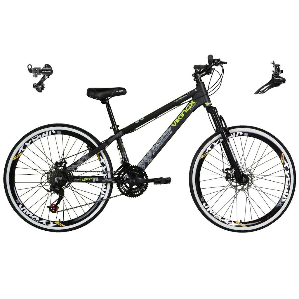 Bicicleta Aro 26 Vikingx Tuff 21v Alumínio Câmbio Shimano Freio a Disco Aros Vmaxx MTB