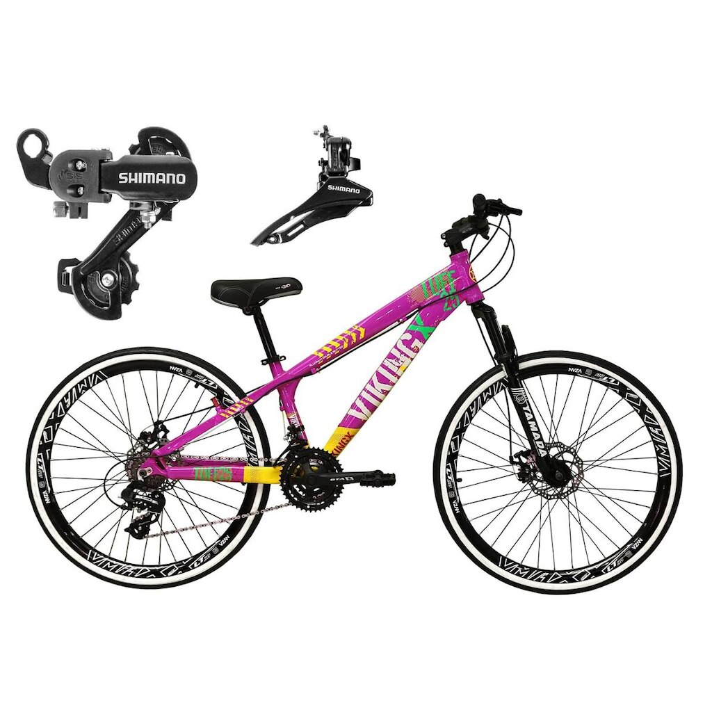 Bicicleta Aro 26 Vikingx Tuff 21v Alumínio Câmbio Shimano Freio a Disco Aros Vmaxx MTB