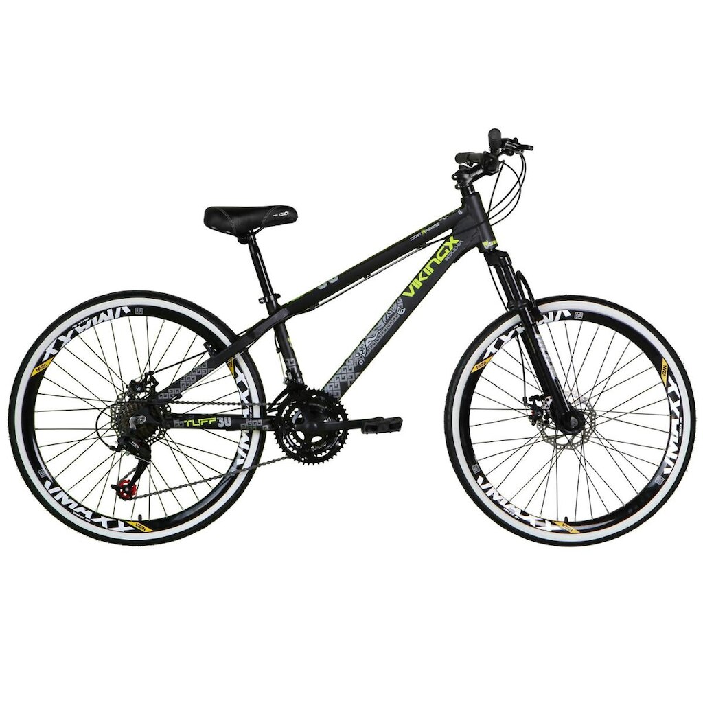Bicicleta Aro 26 Vikingx Tuff 21v Alumínio Câmbio Shimano Freio a Disco Aros Vmaxx Preto