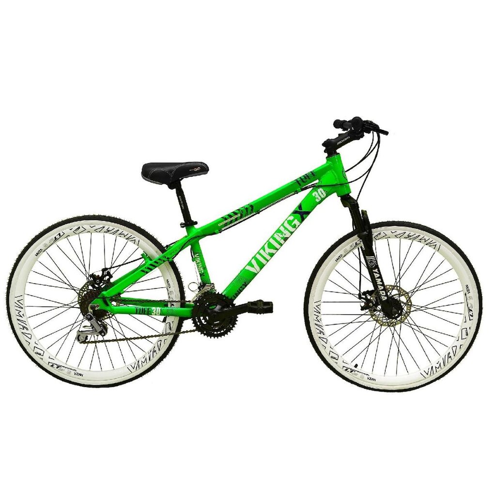 Bicicleta Aro 26 Vikingx Tuff 21v Alumínio Freeride Aros Vmaxx Brancos Freio a Disco Hidráulicos