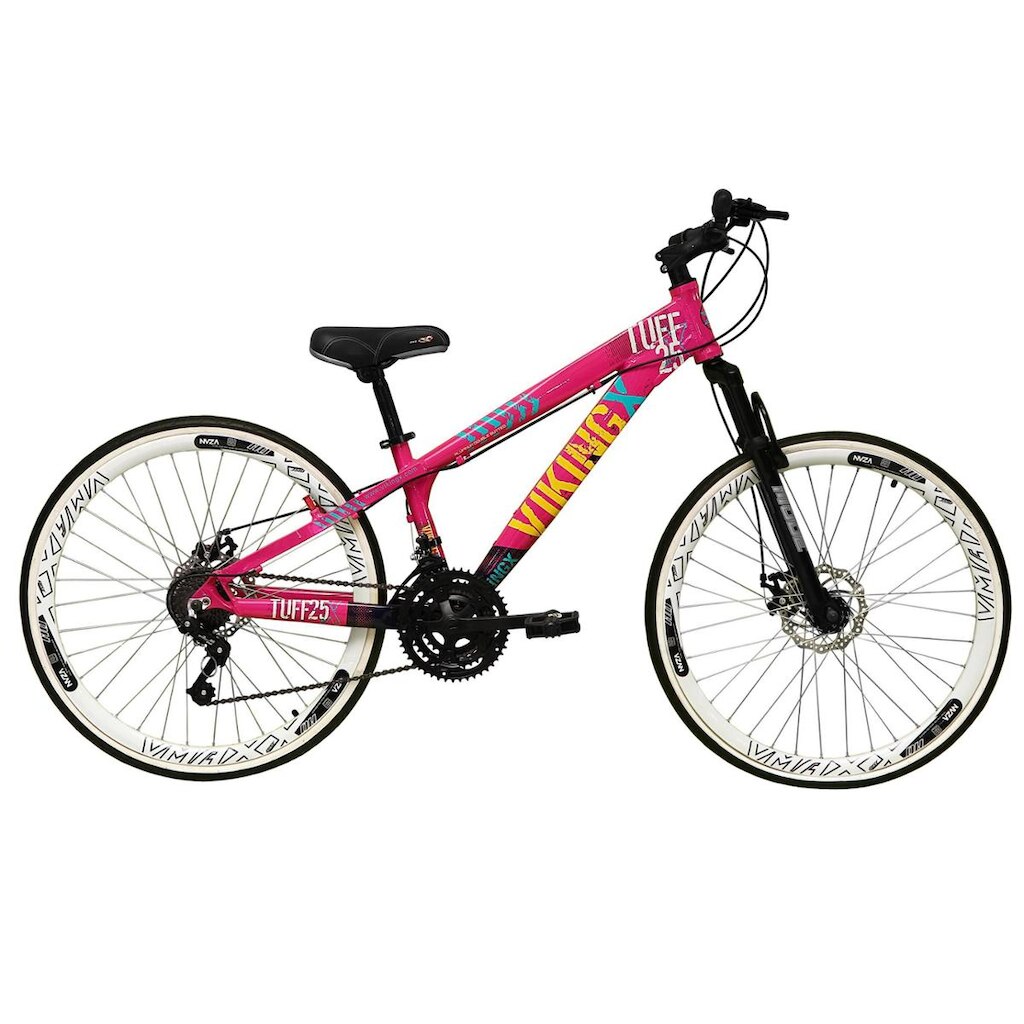 Bicicleta Aro 26 Vikingx Tuff 21v Alumínio Freeride DH Aro Vmaxx Branco Câmbios Shimano Freio Disco