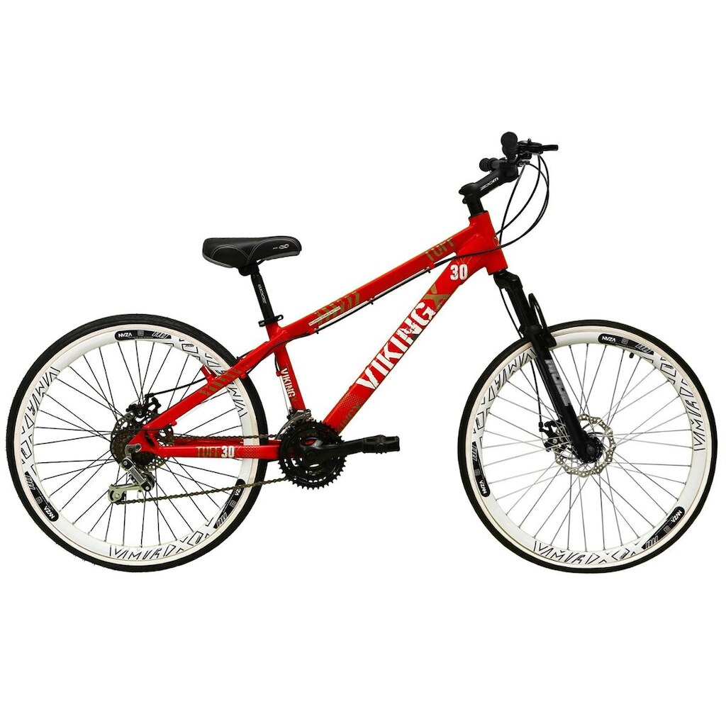 Bicicleta Aro 26 Vikingx Tuff 21v Alumínio Freeride DH Aros Vmaxx Brancos Freio a Disco