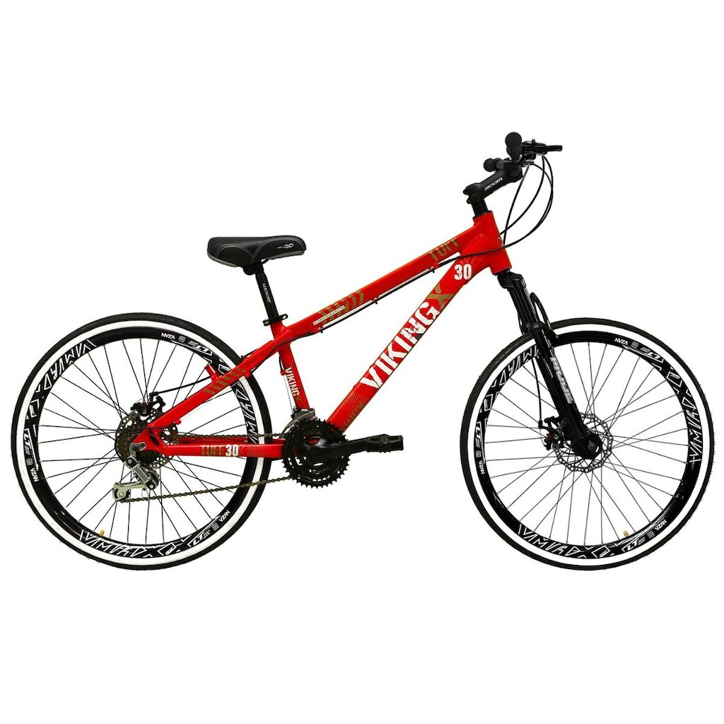 Bicicleta Aro 26 Vikingx Tuff 21v Alumínio Freeride DH Aros Vmaxx Pretos Câmbios Shimano Freio Disco