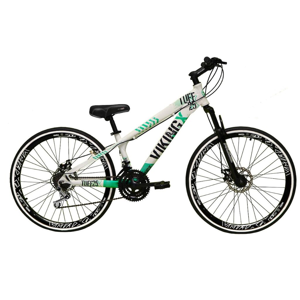 Bicicleta Aro 26 Vikingx Tuff 21v Alumínio Freeride DH Aros Vmaxx Pretos Freio a Disco