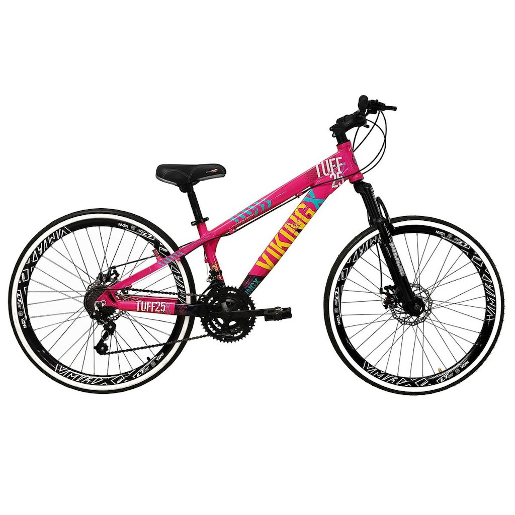 Bicicleta Aro 26 Vikingx Tuff 21v Alumínio Freeride DH Aros Vmaxx Pretos Freio a Disco