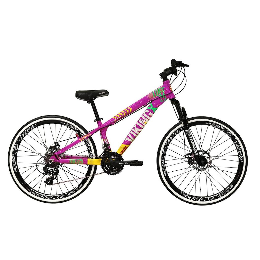 Bicicleta Aro 26 Vikingx Tuff 21v Alumínio Freeride DH Aros Vmaxx Pretos Freio a Disco