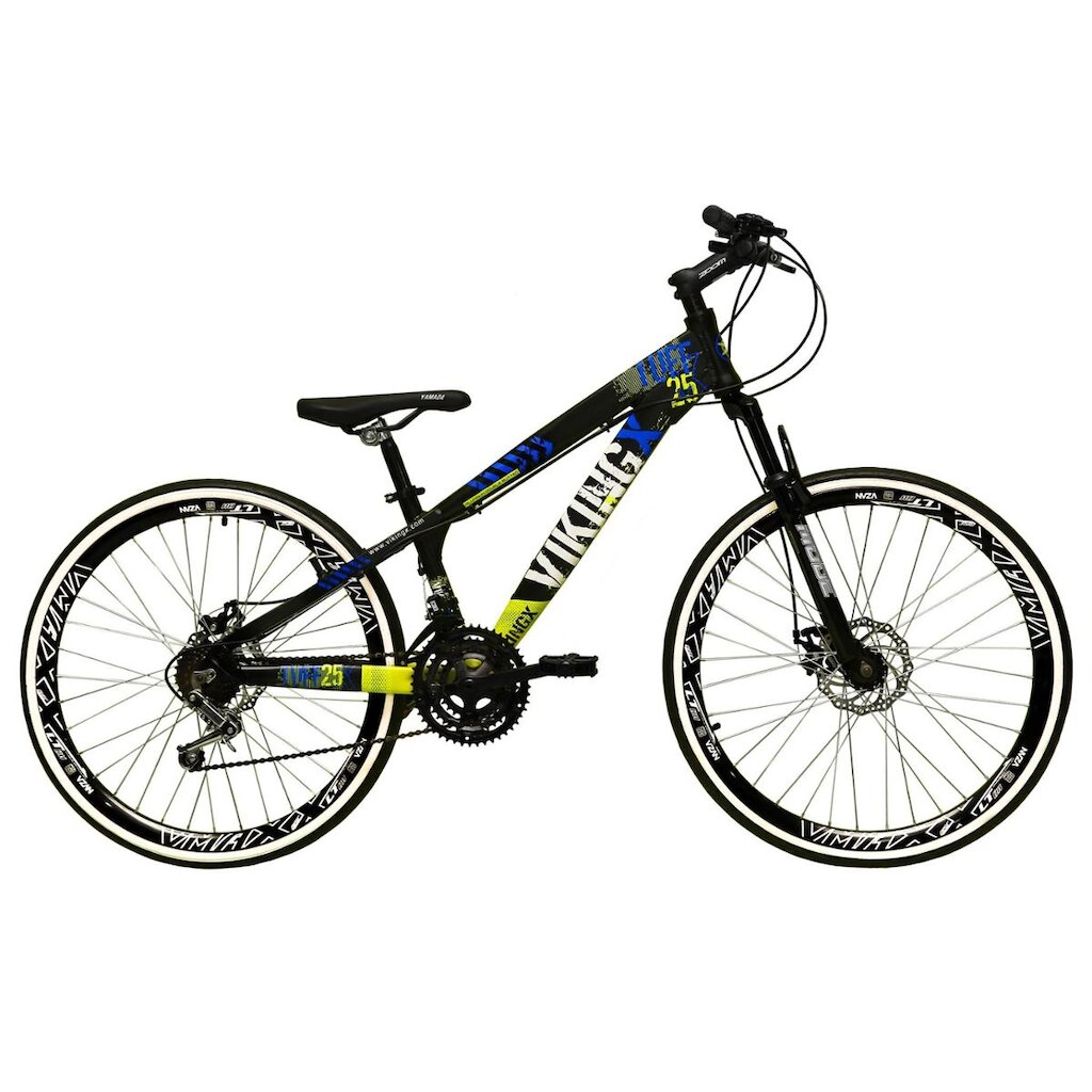 Bicicleta Aro 26 Vikingx Tuff 21v Alumínio Freeride DH Aros Vmaxx Pretos Freio a Disco