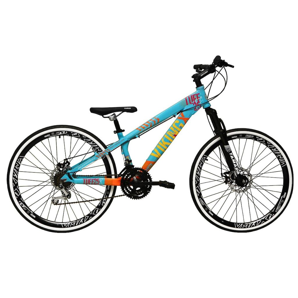 Bicicleta Aro 26 Vikingx Tuff 21v Alumínio Freeride DH Aros Vmaxx Pretos Freio a Disco