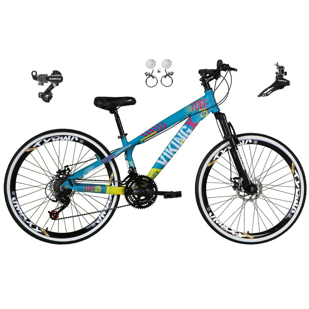 Bicicleta Aro 26 Vikingx Tuff 21v Alumínio Shimano Freio Hidráulico Disco Aros Vmaxx MTB