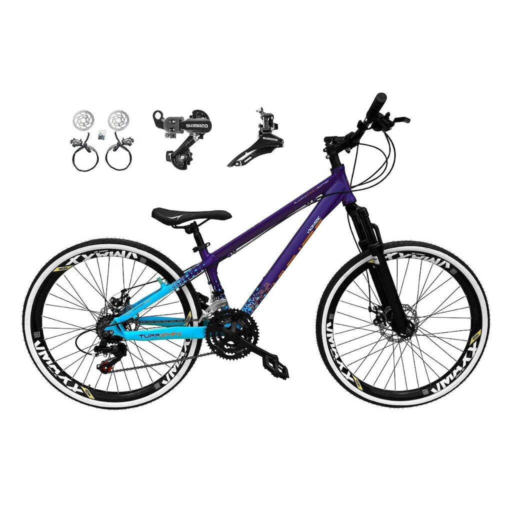 Bicicleta Aro 26 Vikingx Tuff 21v Alumínio X44 Câmbios Shimano Aros Vmaxx Freio Disco Hidráulico