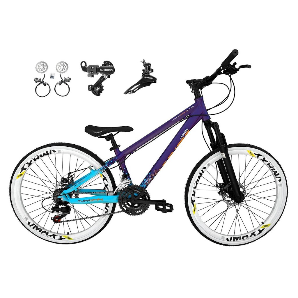 Bicicleta Aro 26 Vikingx Tuff 21v Alumínio X44 Câmbios Shimano Aros Vmaxx Freio Disco Hidráulico