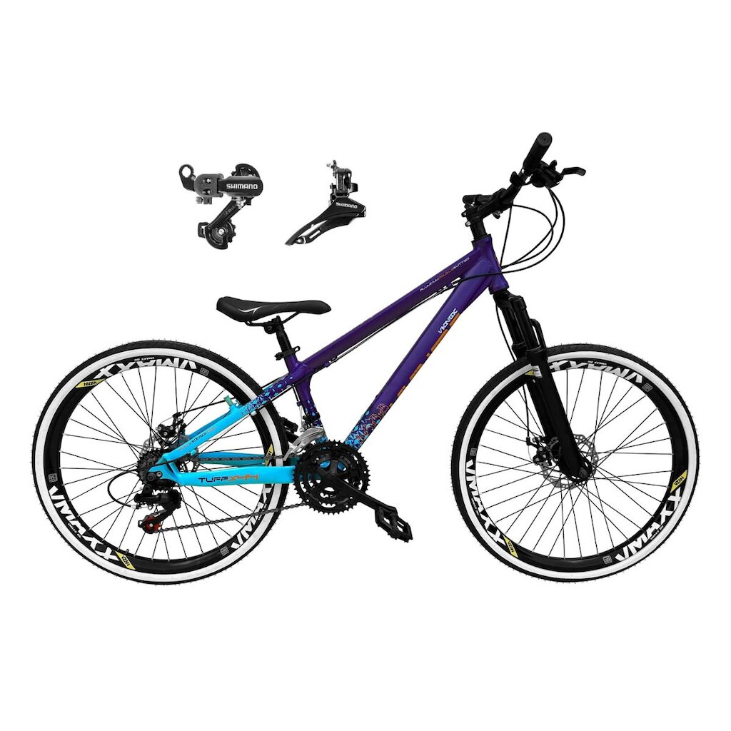 Bicicleta Aro 26 Vikingx Tuff 21v Alumínio X44 Câmbios Shimano TZ Aros Vmaxx Freio a Disco