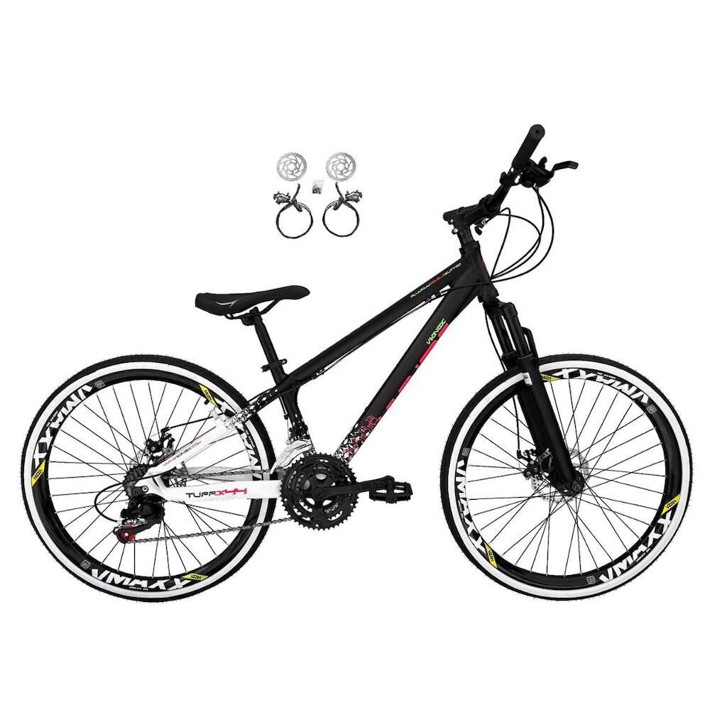 Bicicleta Aro 26 Vikingx Tuff 21v Alumínio X44 Freeride DH Aros Vmaxx Freio a Disco Hidráulico