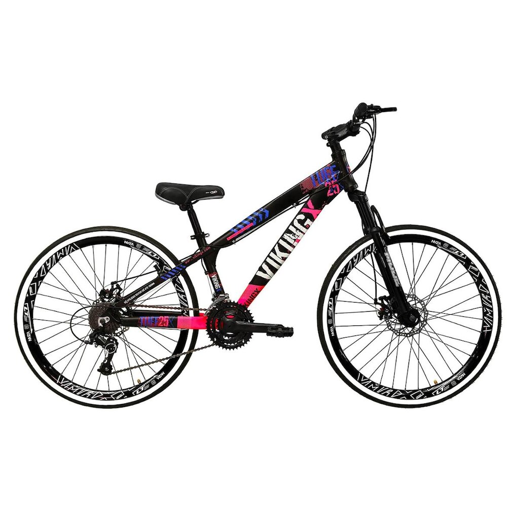 Bicicleta Aro 26 Vikingx Tuff 21v Câmbios Shimano + Freios Disco Hidráulicos Freeride DH Aros Vmaxx