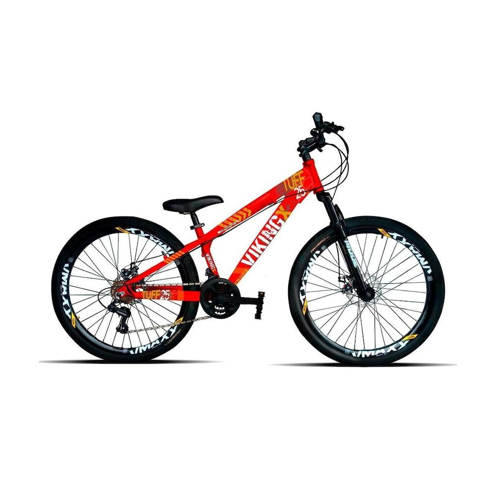Bicicleta Aro 26 Vikingx Tuff 21v Câmbios Shimano X25 X-25 Freeride DH Aros Vmaxx Freio a Disco