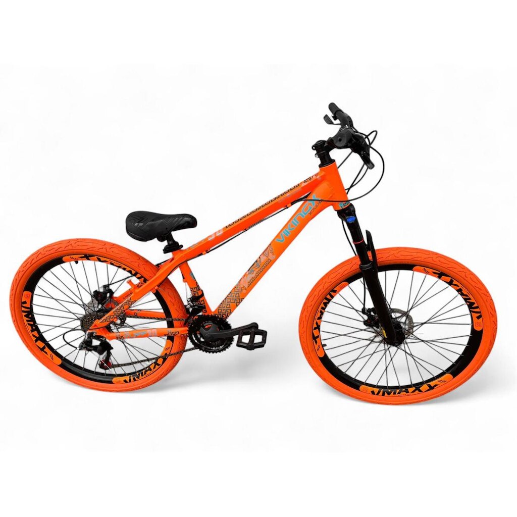 Bicicleta Aro 26 Vikingx Tuff Freeride Downhill Alumínio 21v Aros Vmaxx Freio a Disco Pneu Flame