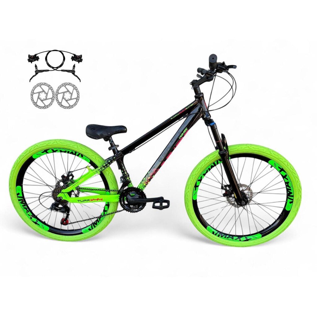 Bicicleta Aro 26 Vikingx Tuff Freeride Downhill Freio Hidráulico 21v Alumínio Aros Vmaxx Pneu Flame
