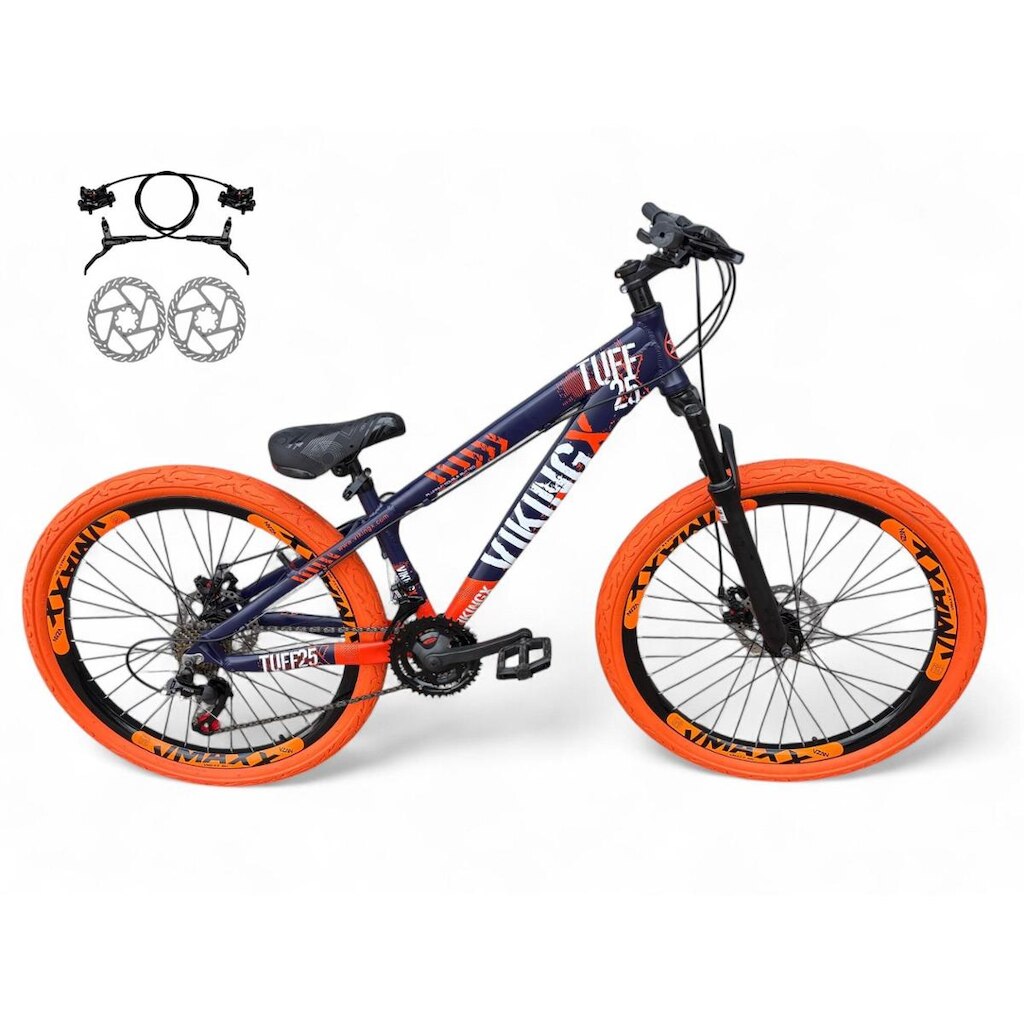 Bicicleta Aro 26 Vikingx Tuff Freeride Downhill Freio Hidráulico 21v Alumínio Aros Vmaxx Pneu Flame