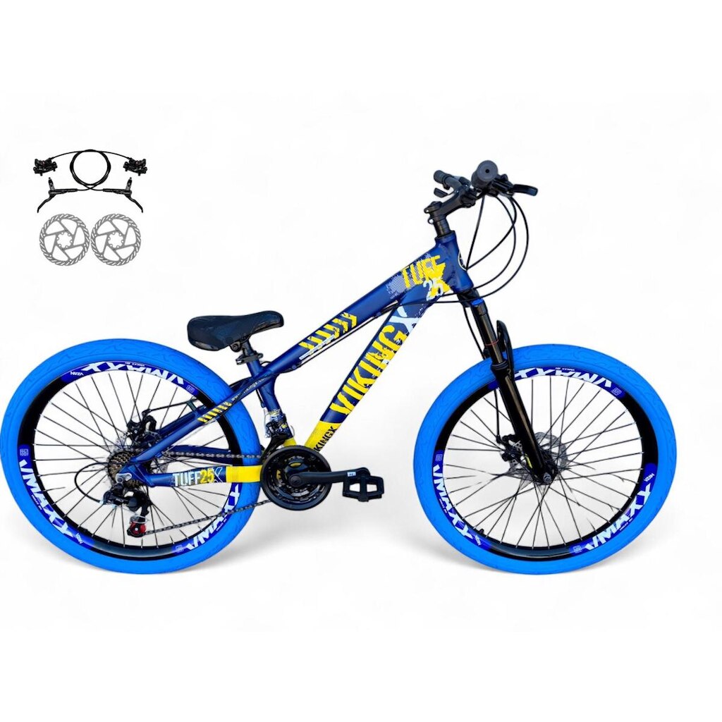 Bicicleta Aro 26 Vikingx Tuff Freeride Downhill Freio Hidráulico 21v Alumínio Aros Vmaxx Pneu Flame