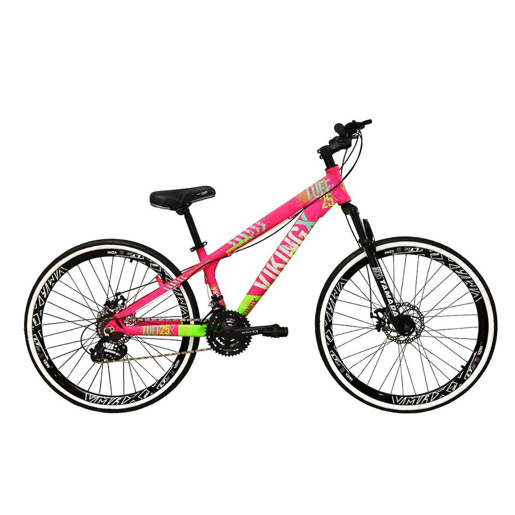 Bicicleta Aro 26 Vikingx Tuff Vermelha 21v Alumínio Freio Mecânico Aros Vmaxx Pretos