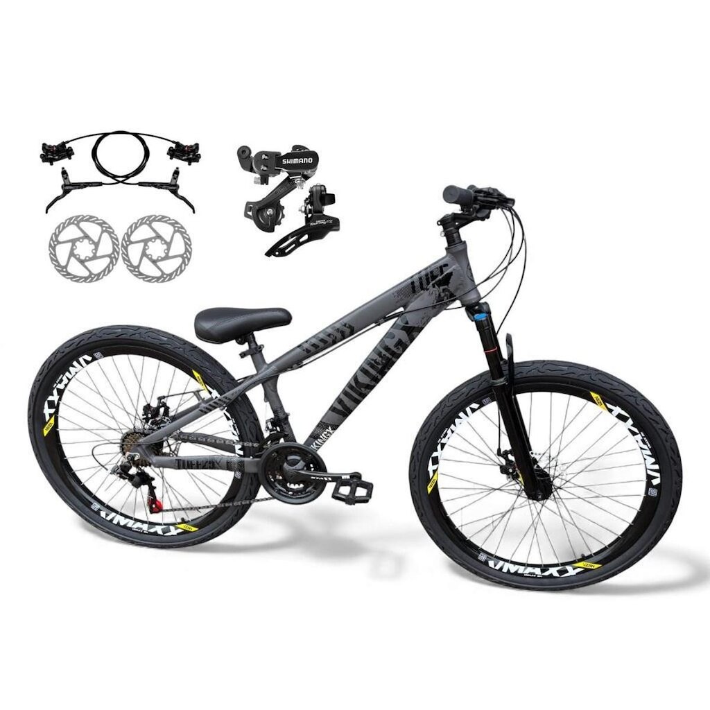 Bicicleta Aro 26 Vikingx Tuff X25 Freeride 21v Câmbios Shimano Aros Vmaxx Freio a Disco Hidráulico