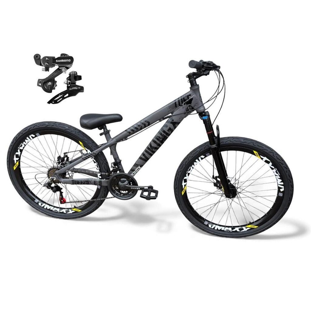 Bicicleta Aro 26 Vikingx Tuff X25 Freeride 21v Câmbios Shimano TZ Aros Vmaxx Freio a Disco