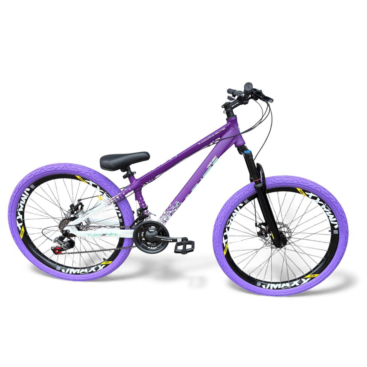 Bicicleta Vikingx Tuff 44 Disc M Aro 26 Susp. Dianteira 21 Marchas - Roxo/branco