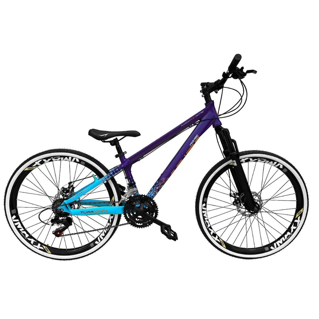 Bicicleta Aro 26 Vikingx Tuff X44 Alumínio 21v DH Freeride Rodas Vmaxx Freio a Disco