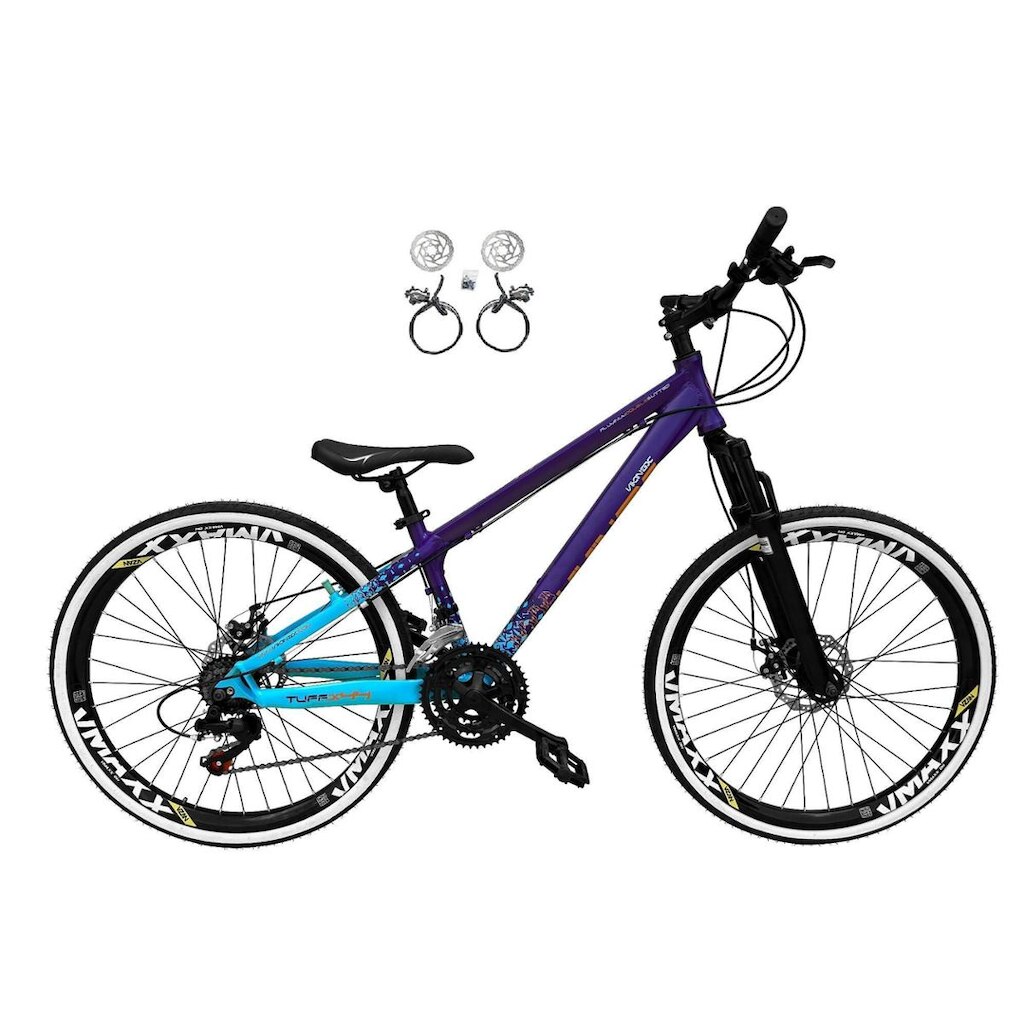 Bicicleta Aro 26 Vikingx Tuff X44 Alumínio 21v Freeride Rodas Vmaxx Freio a Disco Hidráulico