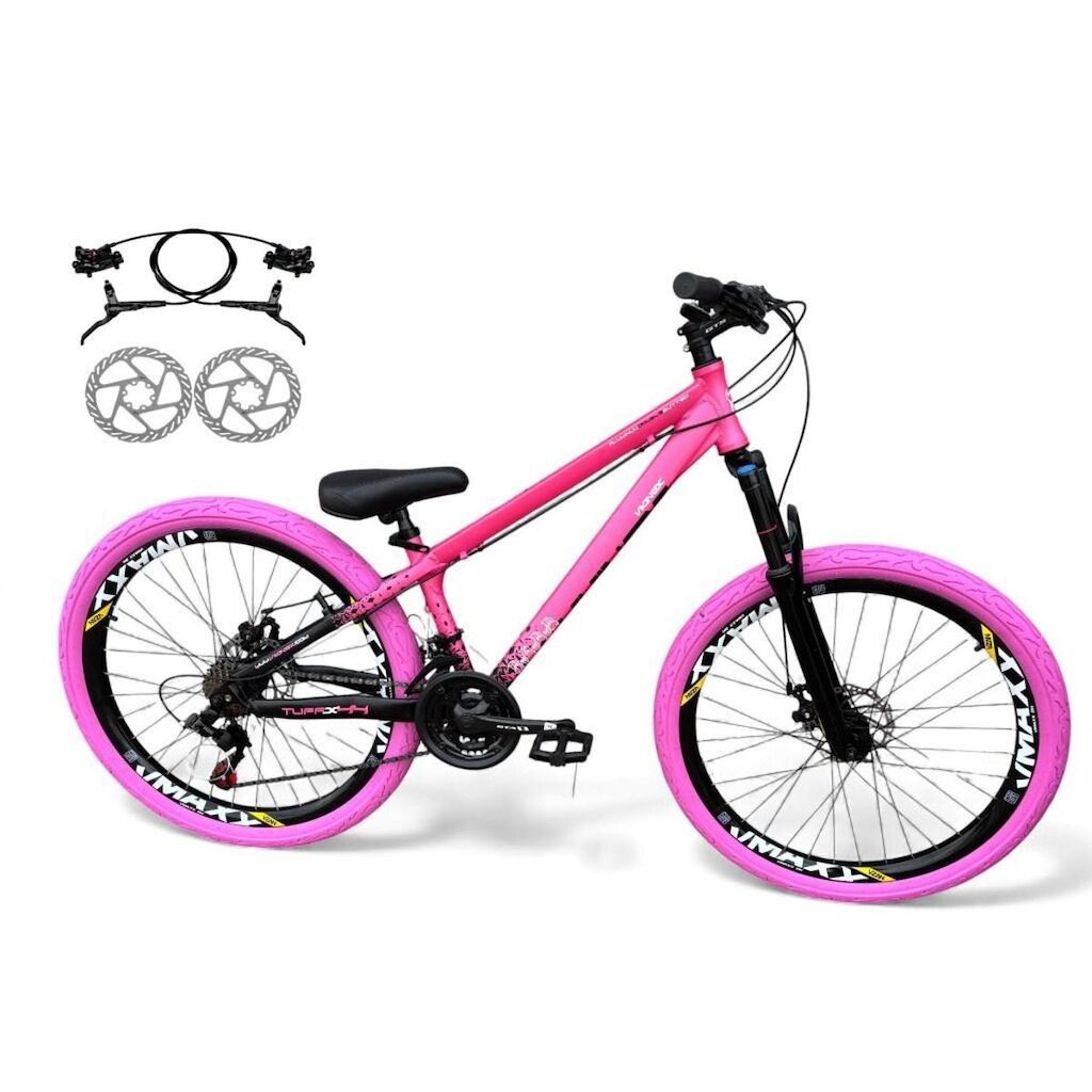 Bicicleta Aro 26 Vikingx Tuff X44 Alumínio 21v Freeride Rodas Vmaxx Freio Hidráulico Pneu Flame