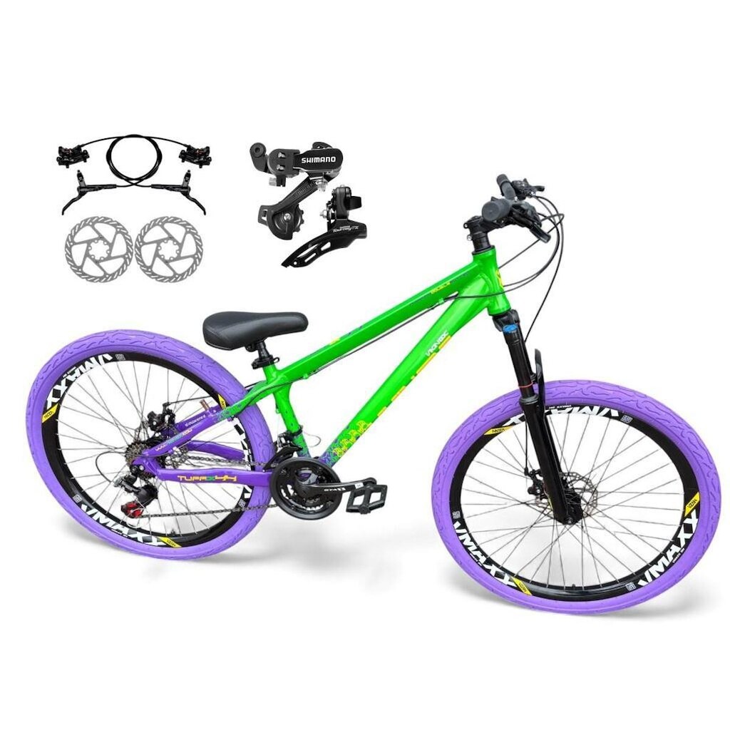 Bicicleta Aro 26 Vikingx Tuff X44 Freeride 21v Câmbios Shimano Aros Vmaxx Freio a Disco Hidráulico