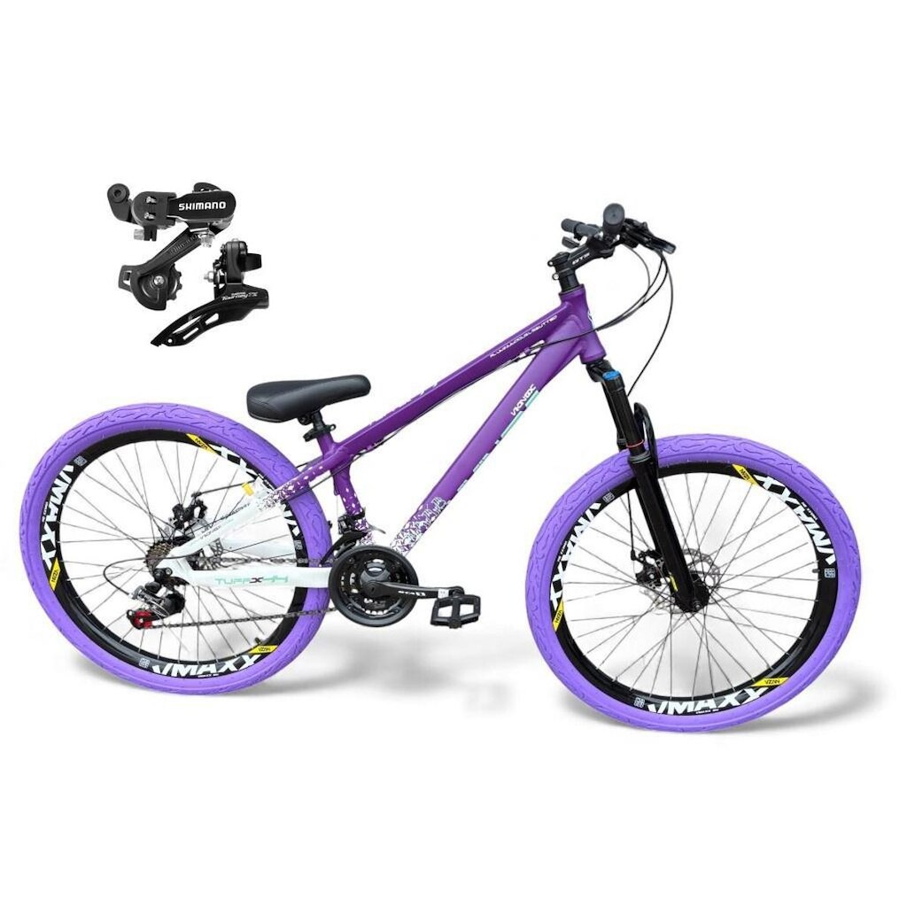 Bicicleta Aro 26 Vikingx Tuff X44 Freeride 21v Câmbios Shimano TZ Aros Vmaxx Freio a Disco