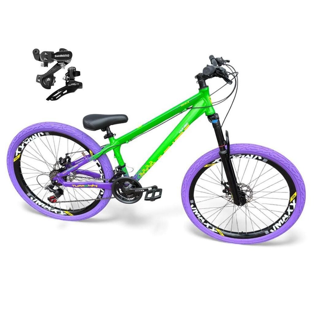 Bicicleta Aro 26 Vikingx Tuff X44 Freeride 21v Câmbios Shimano TZ Aros Vmaxx Freio a Disco