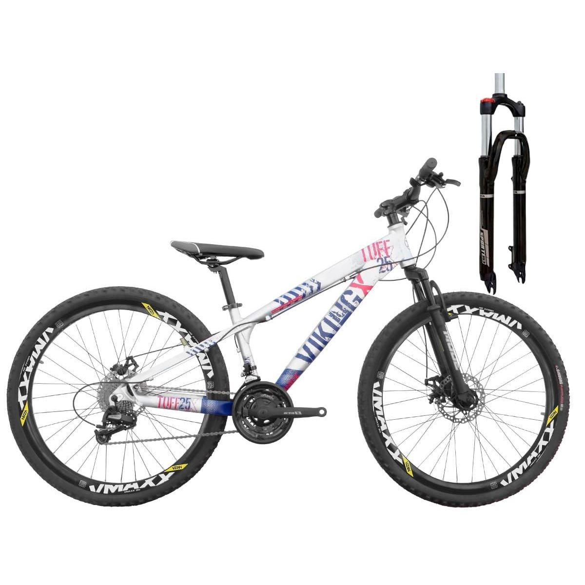 Bicicleta Vikingx Tuff 25 Disc H Aro 26 Susp. Dianteira 24 Marchas - Prata/azul