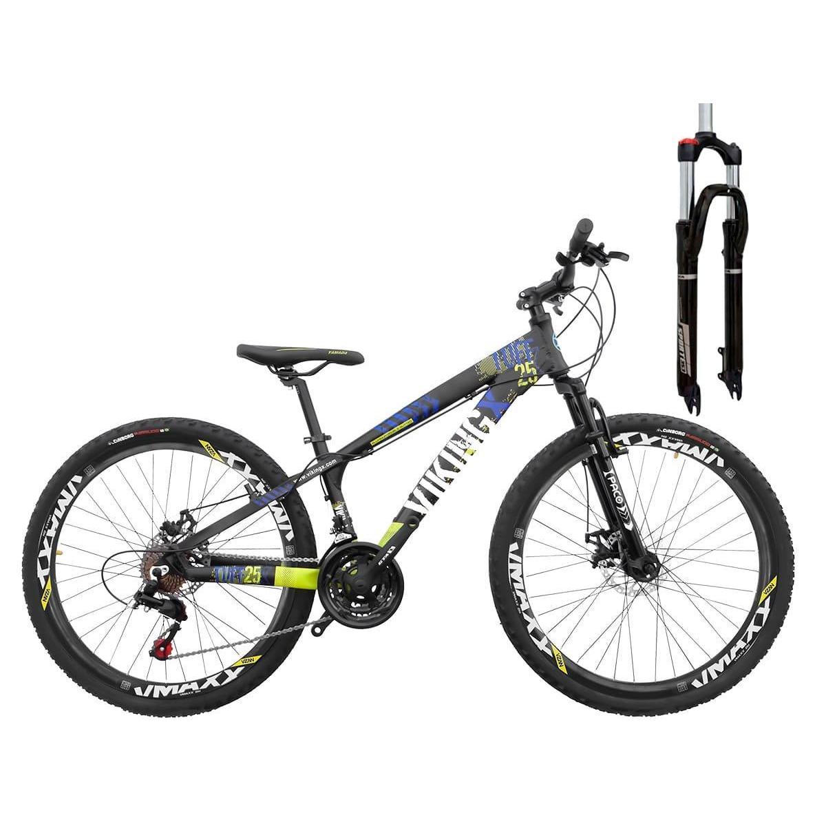 Bicicleta Vikingx Tuff 25 Disc H Aro 26 Susp. Dianteira 27 Marchas - Preto/amarelo