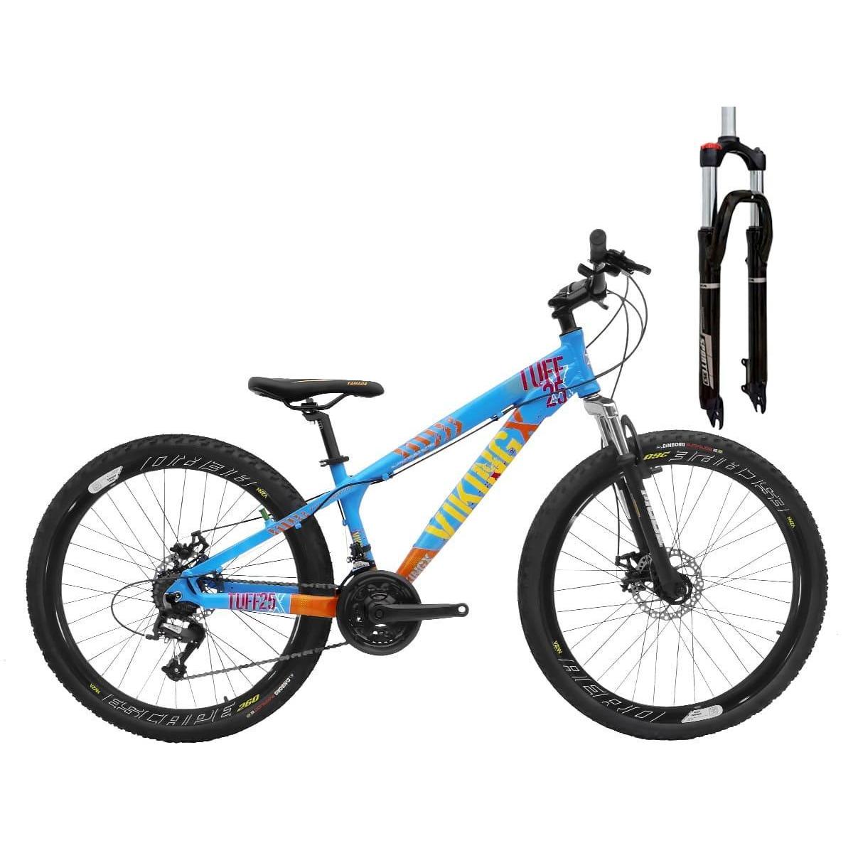 Bicicleta Vikingx Tuff 25 Disc H Aro 26 Susp. Dianteira 27 Marchas - Azul/laranja