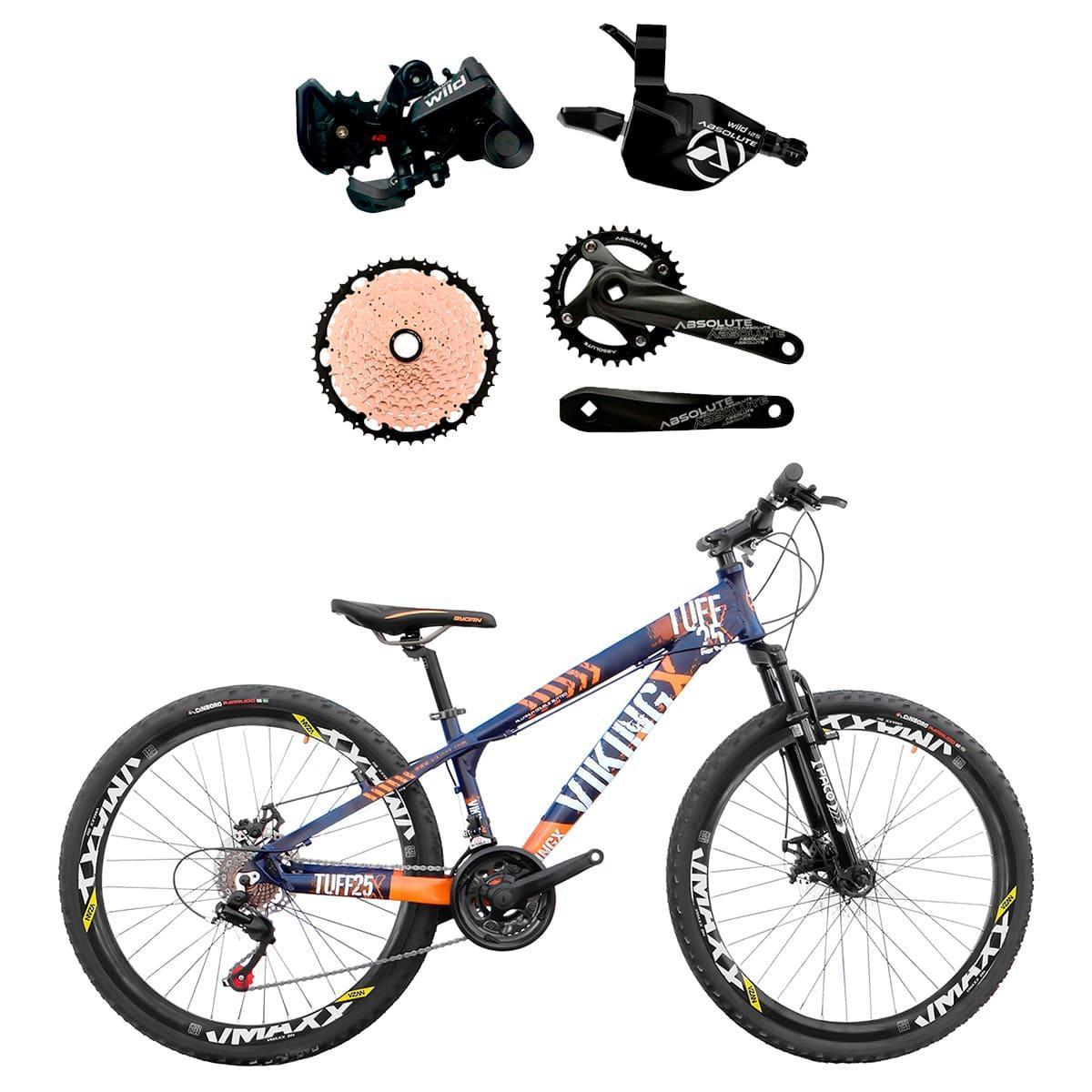Bicicleta Aro 26 VikingX Tuff25 Hidráulico 1x12 velocidades Kit