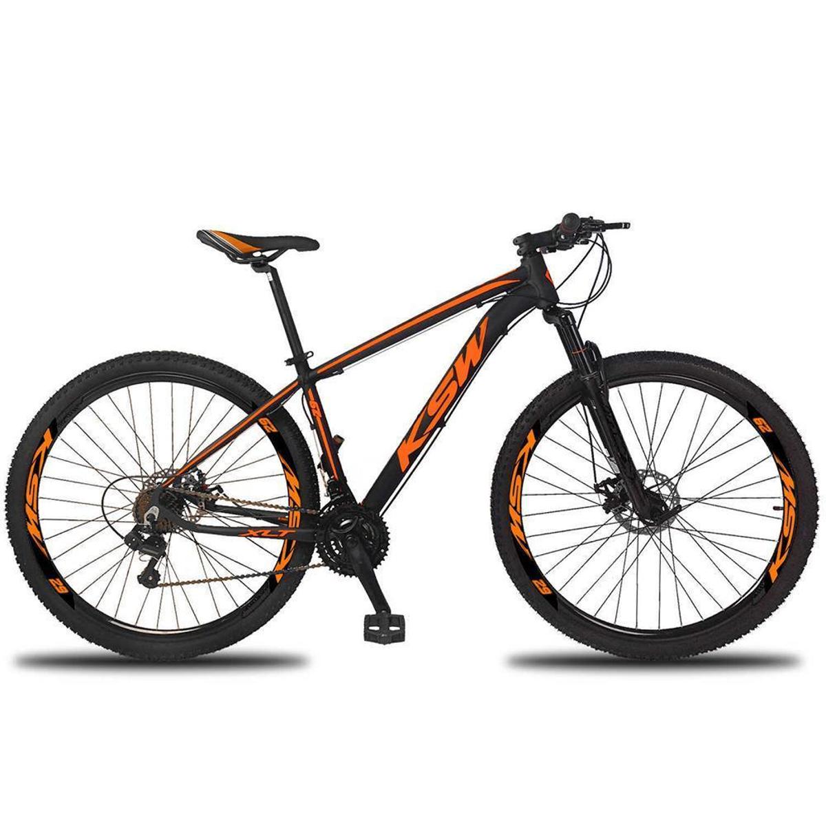 Bicicleta Aro 29 27V KSW Câmbio Shimano Freio Hidráulico - Preto+