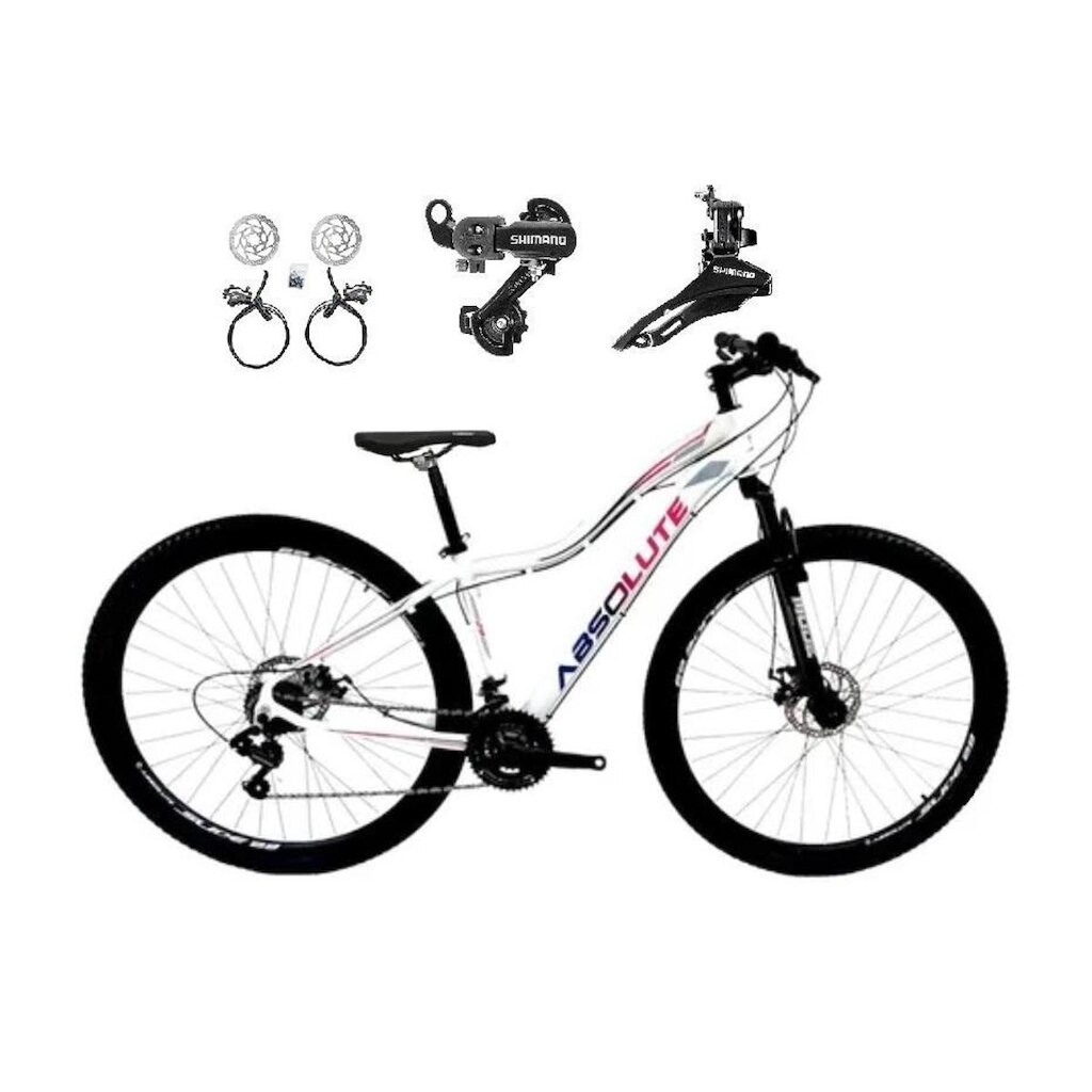 Bicicleta Aro 29 Absolute Hera Feminina 24v Shimano Freio Hidráulico Suspensão MTB Alumínio