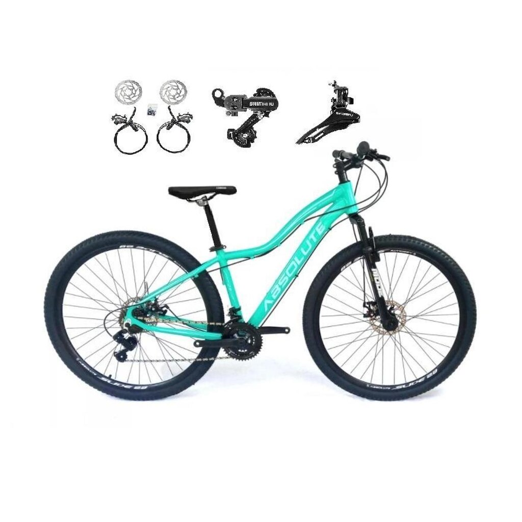 Bicicleta Aro 29 Absolute Hera Feminina 24v Shimano Freio Hidráulico Suspensão MTB Alumínio