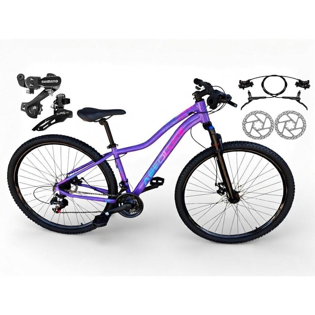 Bicicleta Aro 29 Absolute Hera Feminina Alumínio Câmbios Shimano 21v Freio a Disco Hidráulico
