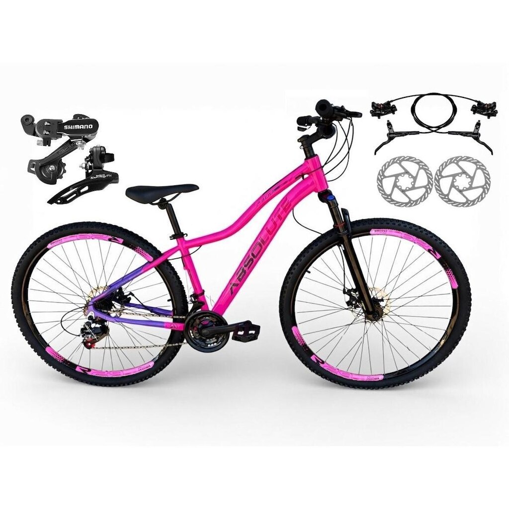Bicicleta Aro 29 Absolute Hera Feminina Alumínio Câmbios Shimano Freio a Disco Hidráulico 21v