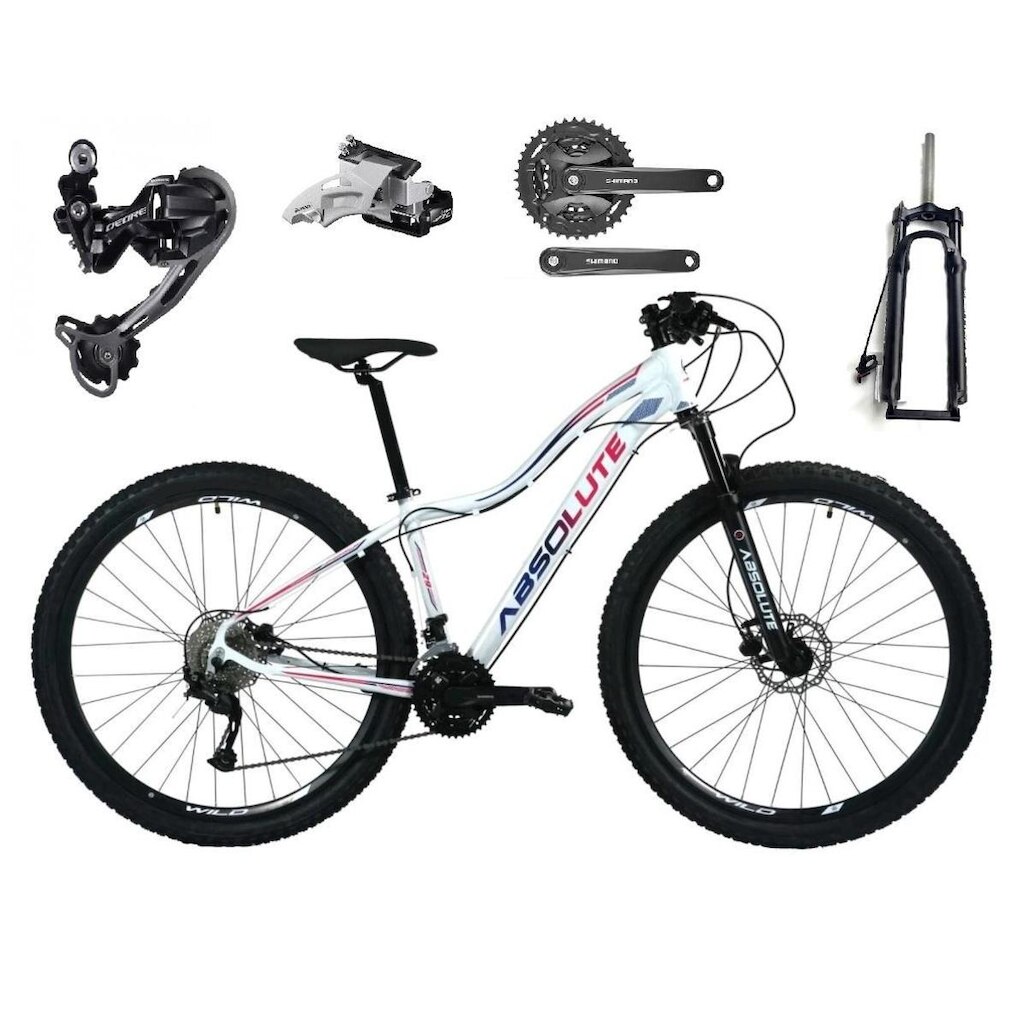 Bicicleta Aro 29 Absolute Hera Feminina Câmbios Shimano Deore e Altus 27v Hidráulico Trava Guidão