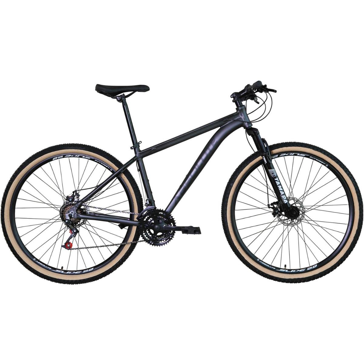 Bicicleta Aro 29 Absolute Nero 4 Alumínio 24v Cabos Internos Freios a Disco Suspensão Pneus Bege