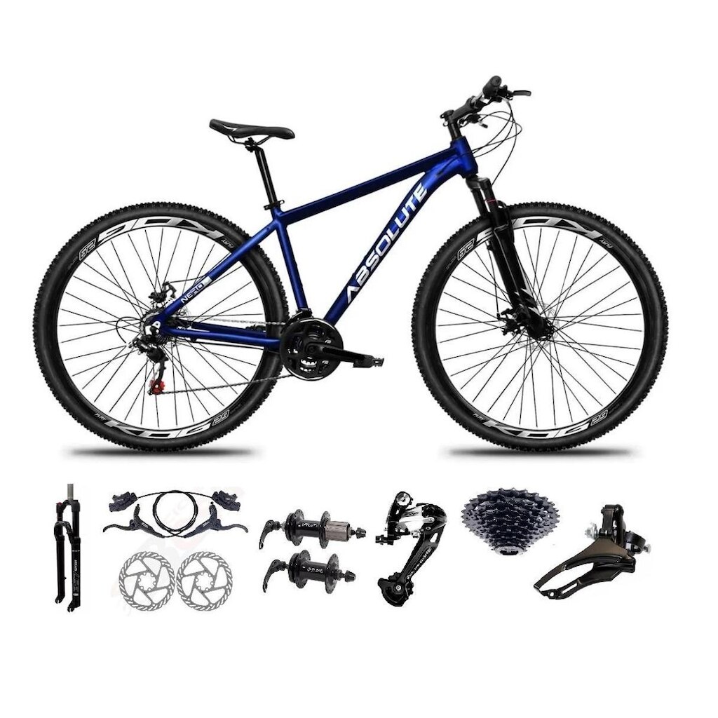 Bicicleta Aro 29 Absolute Nero 4 Cabos Internos 27v K7 Freios Hidráulicos Kit 3x9 Suspensão Trava