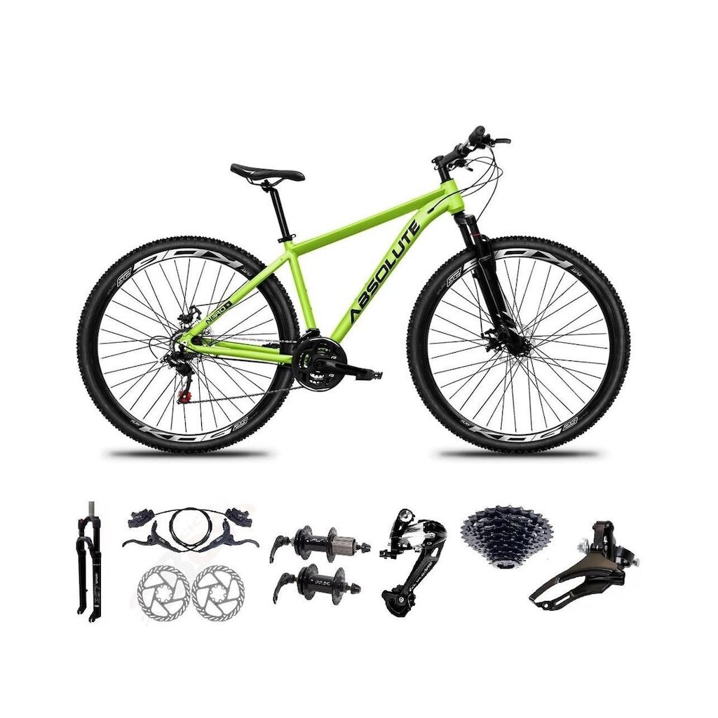 Bicicleta Aro 29 Absolute Nero 4 Kit Sunrun 27v K7 Freios Hidráulicos 3x9 Suspensão 100mm Trava