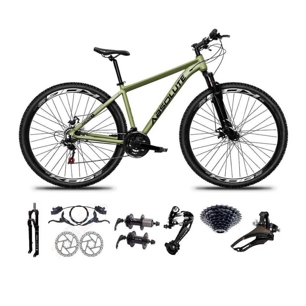 Bicicleta Aro 29 Absolute Nero 4 Kit Sunrun 27v K7 Freios Hidráulicos 3x9 Suspensão 100mm Trava